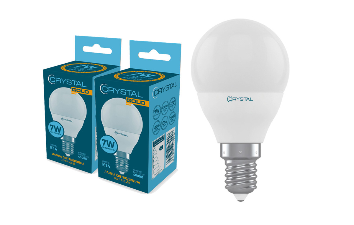 Лампа світлодіодна куля Crystal Gold G45 7W PA Е14 4000K